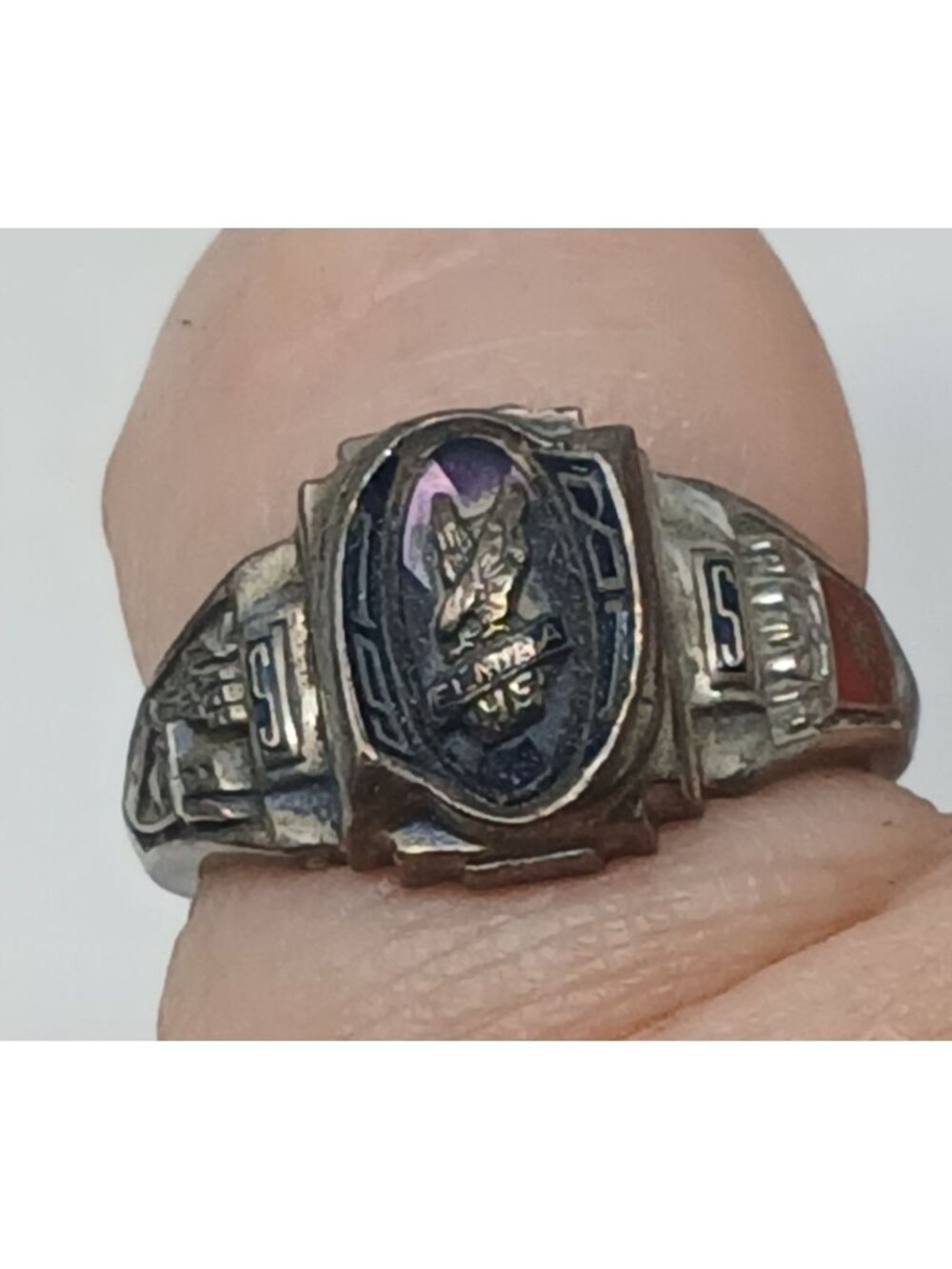 1981 Jostens Argentus Silver Class Ring Red Enamel Size 6.5 Elmia HS #RB2-6